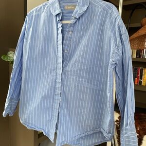 Everlane Oversized Blue Pinstripe Button Down Shirt